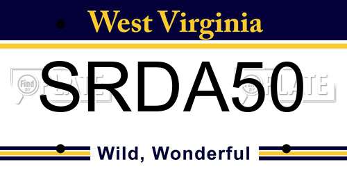 SRDA50 West Virginia License Plate