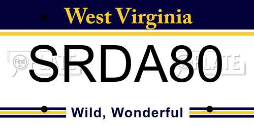 SRDA80 West Virginia License Plate