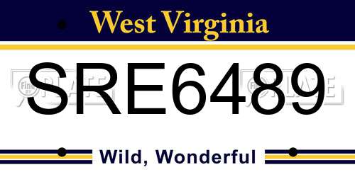 SRE6489 West Virginia License Plate