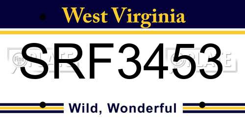 SRF3453 West Virginia License Plate