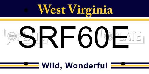 SRF60E West Virginia License Plate