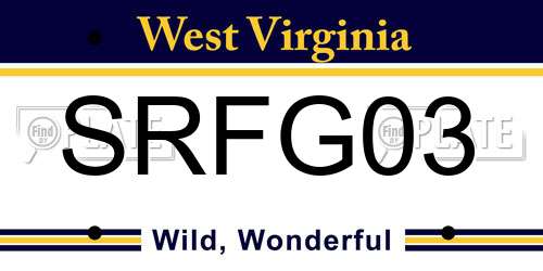 SRFG03 West Virginia License Plate
