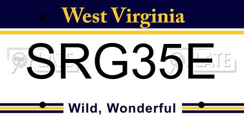 SRG35E West Virginia License Plate