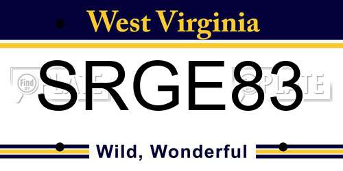 SRGE83 West Virginia License Plate