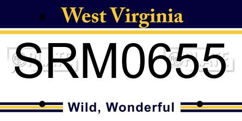 SRM0655 West Virginia License Plate