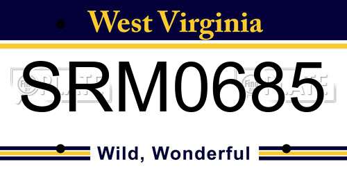 SRM0685 West Virginia License Plate