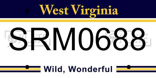 SRM0688 West Virginia License Plate