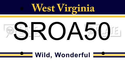 SROA50 West Virginia License Plate