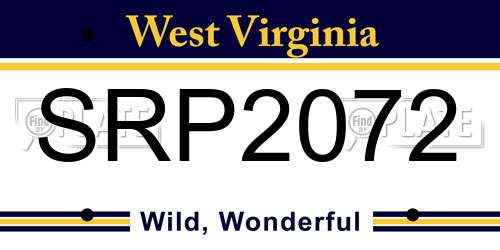 SRP2072 West Virginia License Plate