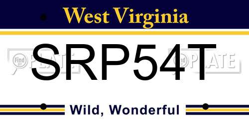 SRP54T West Virginia License Plate