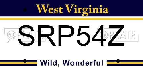 SRP54Z West Virginia License Plate