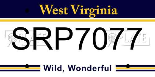 SRP7077 West Virginia License Plate
