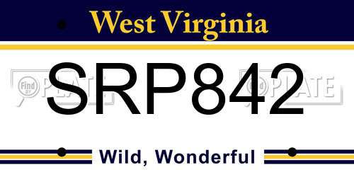 SRP842 West Virginia License Plate