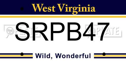 SRPB47 West Virginia License Plate