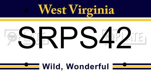 SRPS42 West Virginia License Plate