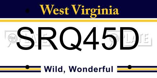 SRQ45D West Virginia License Plate