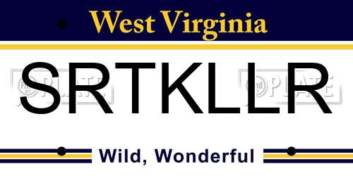 SRTKLLR West Virginia License Plate