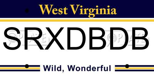 SRXDBDB West Virginia License Plate