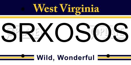 SRXOSOS West Virginia License Plate