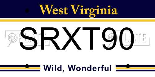 SRXT90 West Virginia License Plate