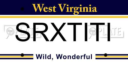 SRXTITI West Virginia License Plate