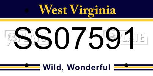 SS07591 West Virginia License Plate