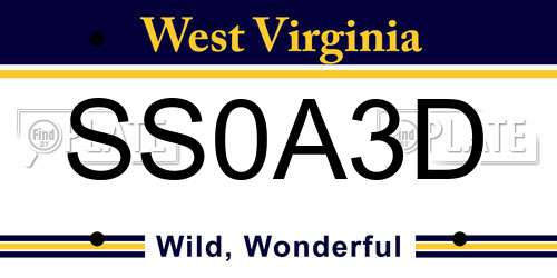SS0A3D West Virginia License Plate