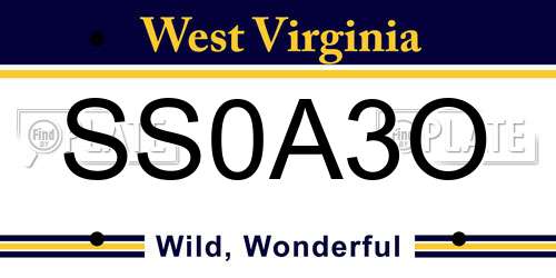 SS0A3O West Virginia License Plate