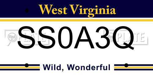 SS0A3Q West Virginia License Plate