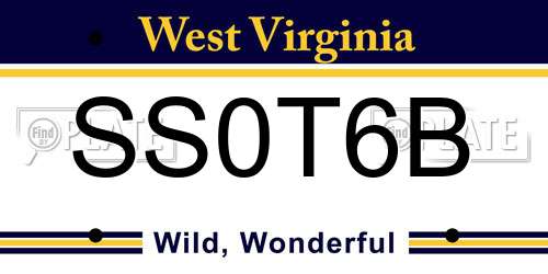 SS0T6B West Virginia License Plate