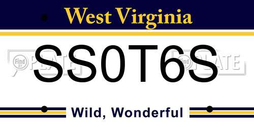 SS0T6S West Virginia License Plate