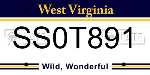 SS0T891 West Virginia License Plate