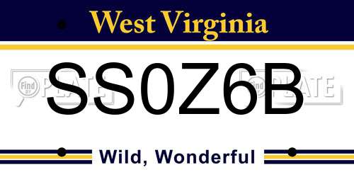 SS0Z6B West Virginia License Plate