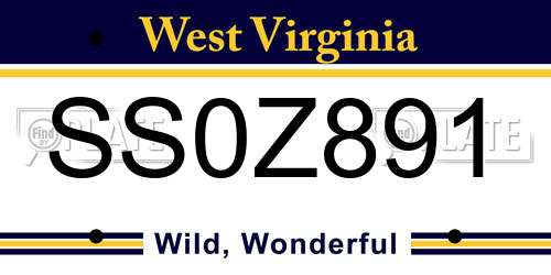 SS0Z891 West Virginia License Plate