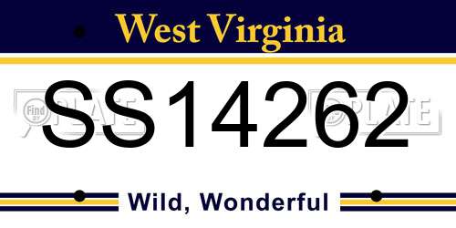 SS14262 West Virginia License Plate