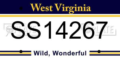 SS14267 West Virginia License Plate
