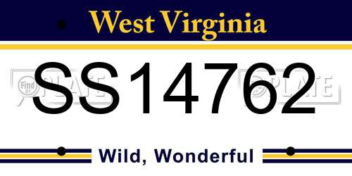 SS14762 West Virginia License Plate