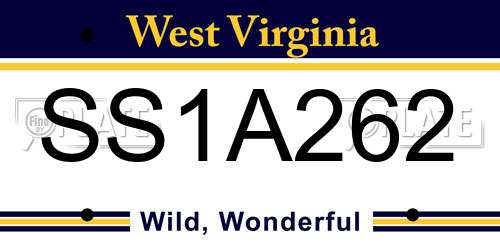 SS1A262 West Virginia License Plate