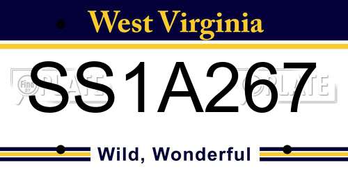 SS1A267 West Virginia License Plate