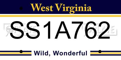 SS1A762 West Virginia License Plate