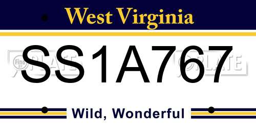 SS1A767 West Virginia License Plate