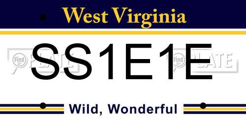 SS1E1E West Virginia License Plate