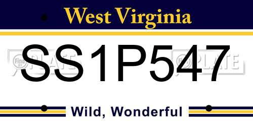 SS1P547 West Virginia License Plate