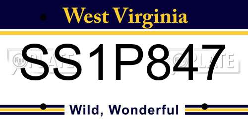 SS1P847 West Virginia License Plate