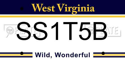 SS1T5B West Virginia License Plate