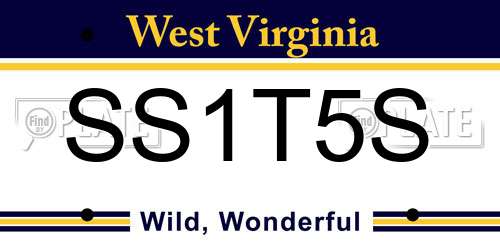 SS1T5S West Virginia License Plate