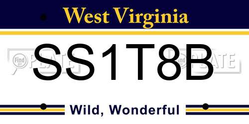 SS1T8B West Virginia License Plate