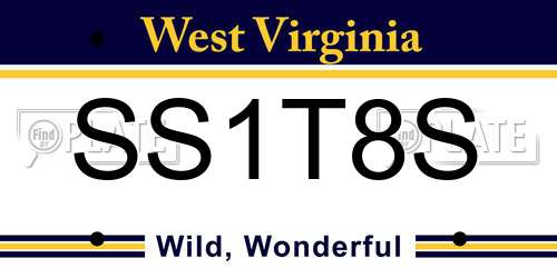 SS1T8S West Virginia License Plate