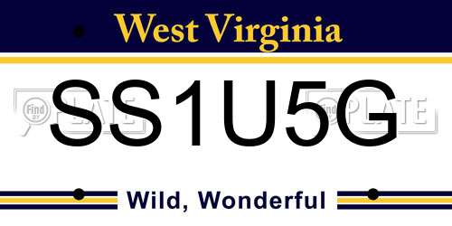 SS1U5G West Virginia License Plate