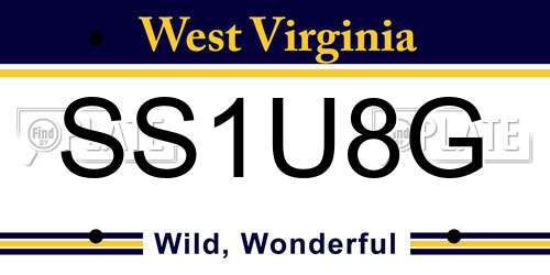 SS1U8G West Virginia License Plate